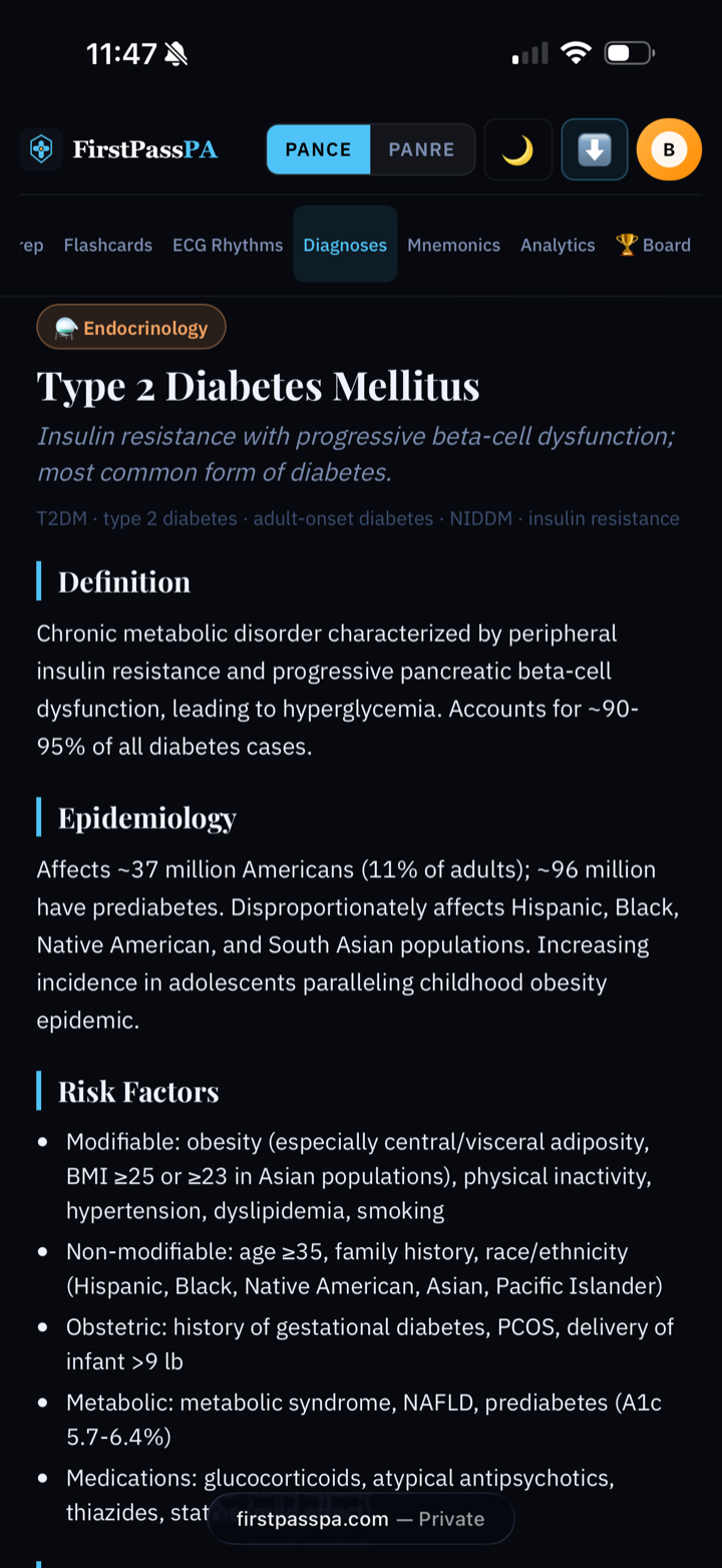 A diagnosis outline on a phone